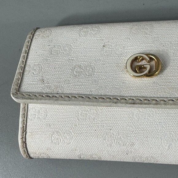 Authentic Vintage Gucci Mico GG White Canvas 4-Key Case - Picture 4 of 15